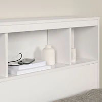 Ensemble Lit Simple Matelot avec tête de Lit bibliothèque - Reevo Blanc solide