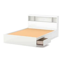 Ensemble Lit Double Matelot avec tête de Lit bibliothèque - Reevo Blanc solide