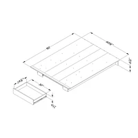 Lit Double/Grand Plateforme Primo avec Tiroir - Chêne Rustique