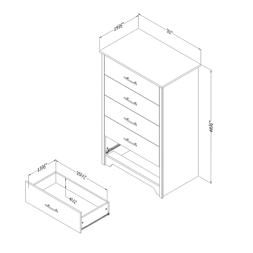Commode 5 Tiroirs - Fusion Chêne Gris