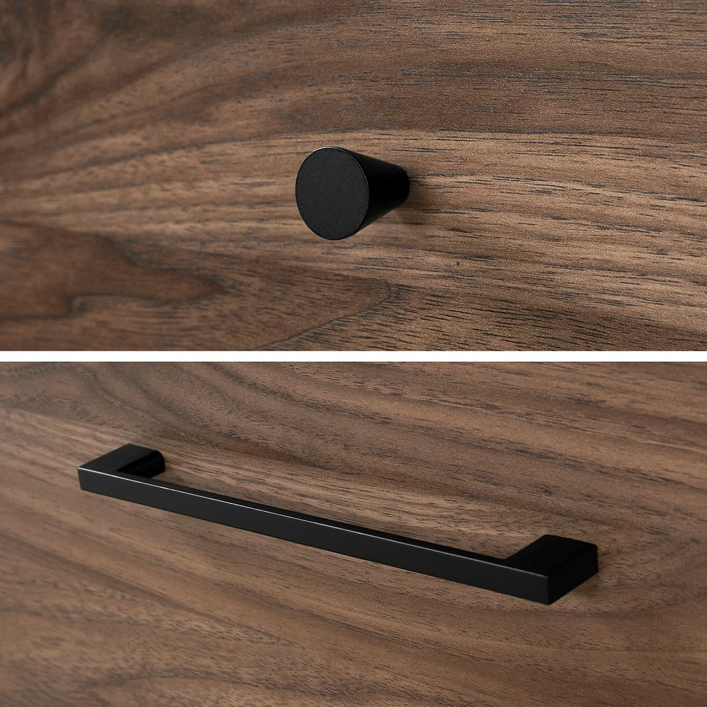 7-Drawer Double Dresser - Flam Natural Walnut and Matte Black