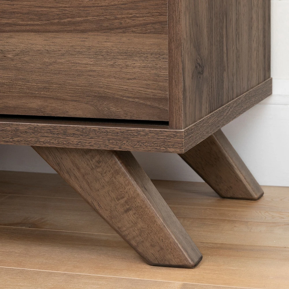 7-Drawer Double Dresser - Flam Natural Walnut and Matte Black