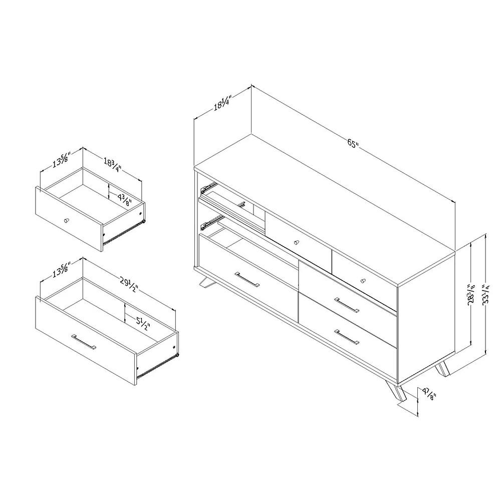 7-Drawer Double Dresser - Flam Natural Walnut and Matte Black