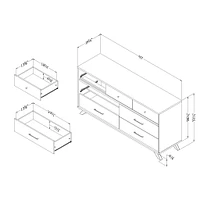 7-Drawer Double Dresser - Flam Natural Walnut and Matte Black