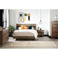 2-Drawer Nightstand - Flam Natural Walnut and Matte Black
