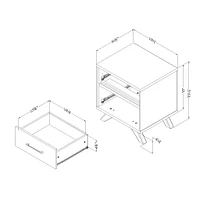 2-Drawer Nightstand - Flam Natural Walnut and Matte Black
