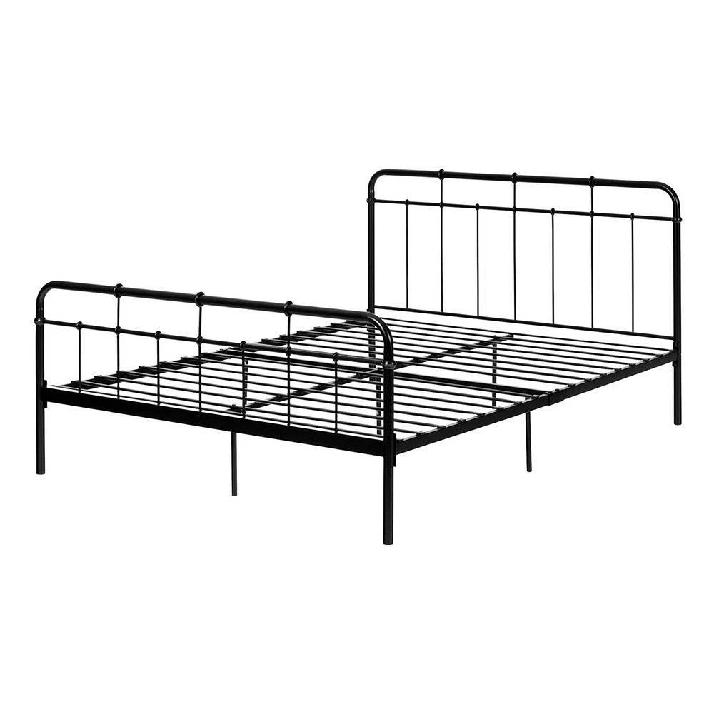 Lit Grand Plateforme Complet en Métal Versa - Noir