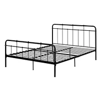 Lit Grand Plateforme Complet en Métal Versa - Noir