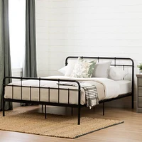 Lit Grand Plateforme Complet en Métal Versa - Noir