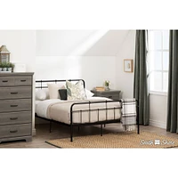 Lit Grand Plateforme Complet en Métal Versa - Noir