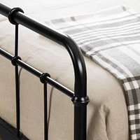 Lit Grand Plateforme Complet en Métal Versa - Noir