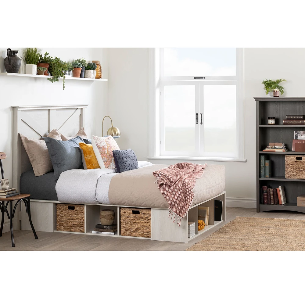 Storage Bed with Baskets - Avilla Winter Oak