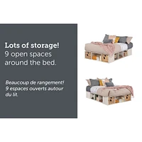Lit Grand avec Paniers de Rangement - Avilla Chêne Hivernal