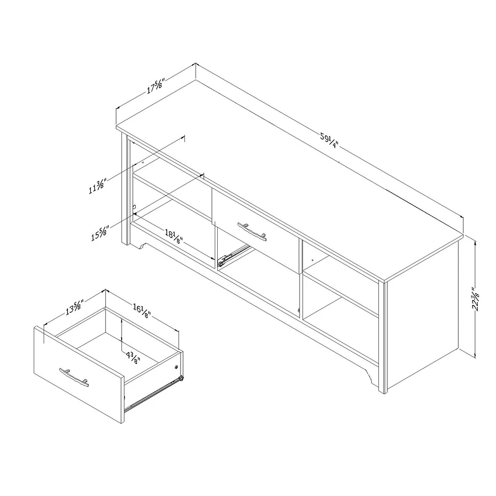 Fusion TV Stand with Drawers for TVs up to 60" - Gray Oak