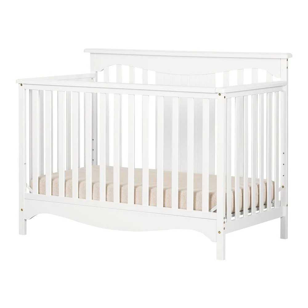 Savannah Baby Crib 4 Heights with Toddler Rail - Pure White