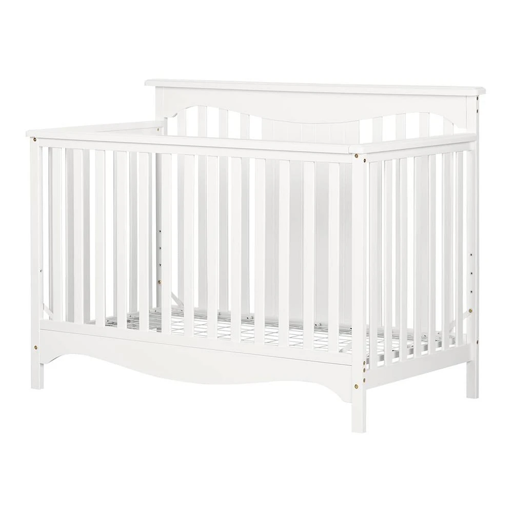 Savannah Baby Crib 4 Heights with Toddler Rail - Pure White