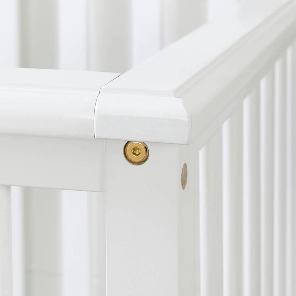 Savannah Baby Crib 4 Heights with Toddler Rail - Pure White