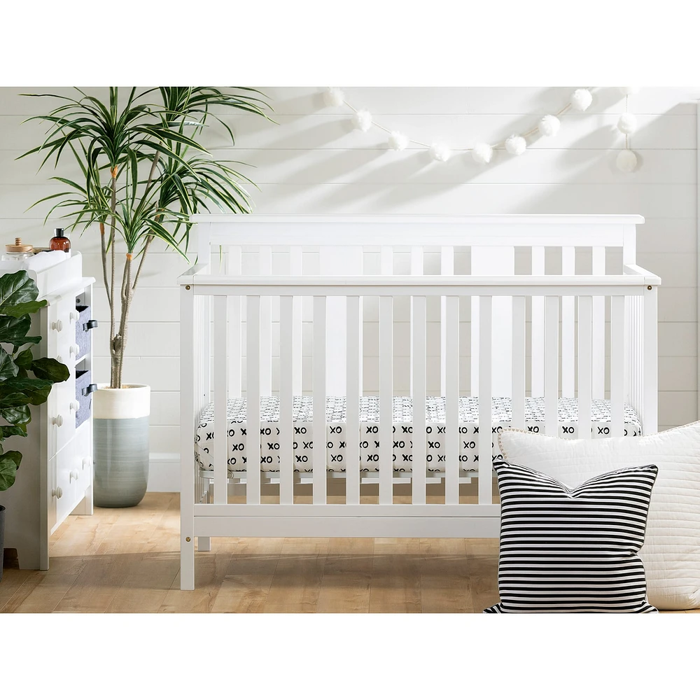 Couchette - hauteur de matelas ajustable avec barrière de transition - Little Smileys Blanc Solide