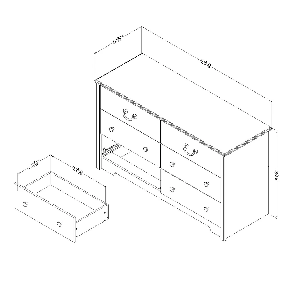 Commode Double 6 Tiroirs - Aviron Pin Bord de Mer