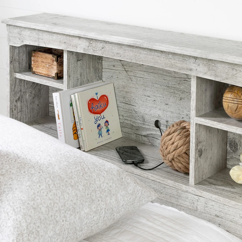 Tête de Lit Simple avec Bibliothèque - Aviron Pin Bord de Mer