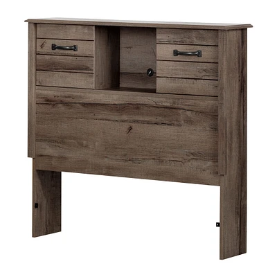 Twin Bookcase Headboard with Doors Ulysses - Fall Oak