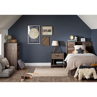 Twin Bookcase Headboard with Doors Ulysses - Fall Oak