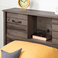 Twin Bookcase Headboard with Doors Ulysses - Fall Oak