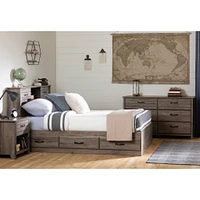 Bookcase Double Headboard with Doors - Ulysses Fall Oak