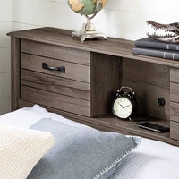 Bookcase Double Headboard with Doors - Ulysses Fall Oak