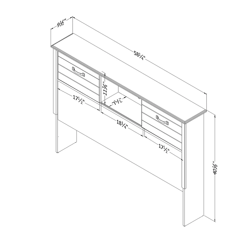 Bookcase Double Headboard with Doors - Ulysses Fall Oak