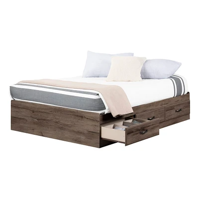 Double Mates Bed with 3 Drawers - Ulysses Fall Oak