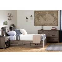 Double Mates Bed with 3 Drawers - Ulysses Fall Oak
