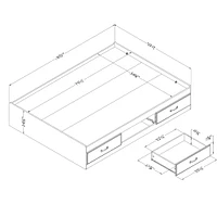 Double Mates Bed with 3 Drawers - Ulysses Fall Oak