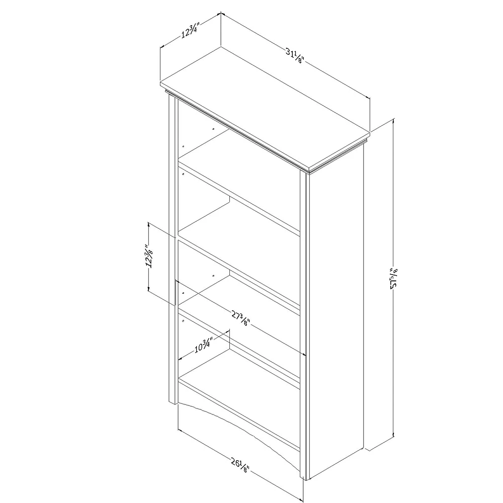 4-Shelf Bookcase - Gascony Gray Maple