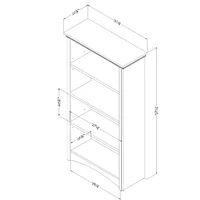 4-Shelf Bookcase - Gascony Gray Maple