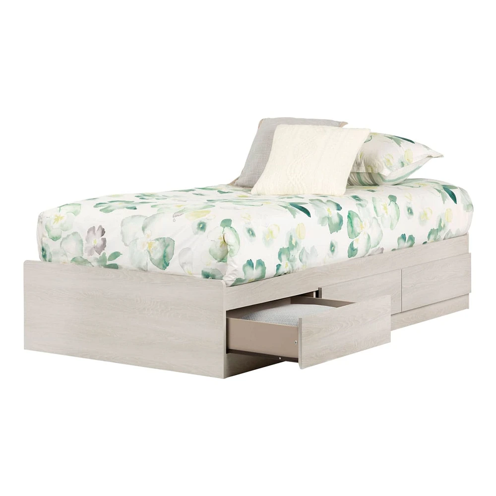 Fynn Twin Mates Bed with 3 Drawers - Winter Oak