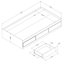 Fynn Twin Mates Bed with 3 Drawers - Winter Oak