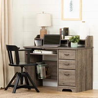 Computer Desk with Hutch - Versa Weathered Oak