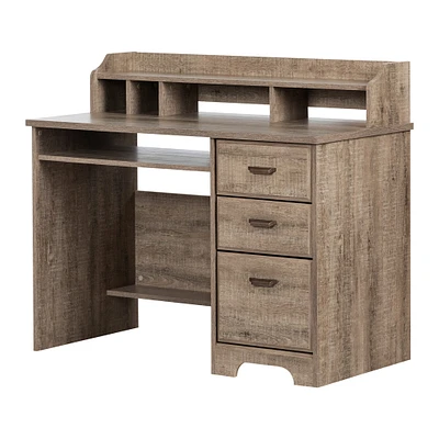 Computer Desk with Hutch - Versa Weathered Oak