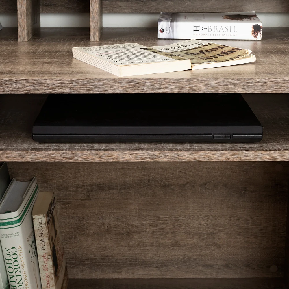 Computer Desk with Hutch - Versa Weathered Oak