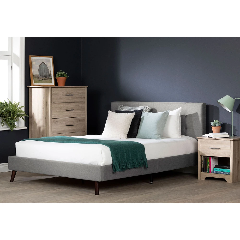 Lit Grand Complet Rembourré - Fusion Gris clair