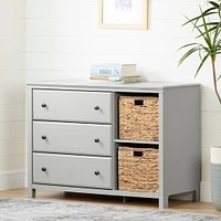 Bureau 3 Tiroirs avec Paniers de Rangement Cotton Candy - Gris Clair