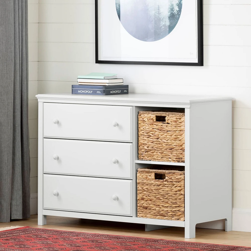 Commode 3 Tiroirs avec Paniers Cotton Candy - Blanc Solide