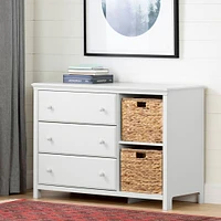Commode 3 Tiroirs avec Paniers Cotton Candy - Blanc Solide