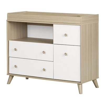 Yodi Changing Table with Drawers - Soft Elm and Pure White