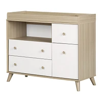 Yodi Changing Table with Drawers - Soft Elm and Pure White