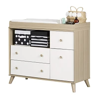 Yodi Changing Table with Drawers - Soft Elm and Pure White