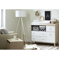 Yodi Changing Table with Drawers - Soft Elm and Pure White