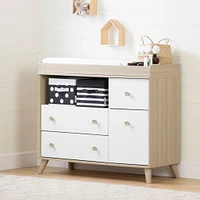 Yodi Changing Table with Drawers - Soft Elm and Pure White