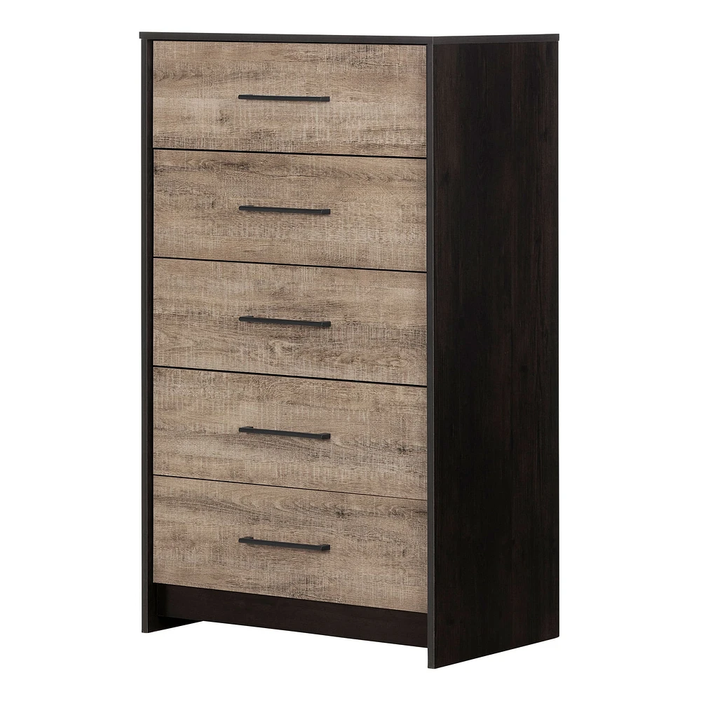 5-Drawer Chest - Londen Rubbed Black and Weathered Oak